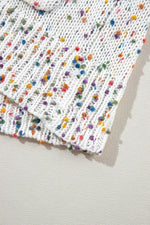 Load image into Gallery viewer, White Confetti Rib Knit Long Sleeve Cardigan - Fashion Queen - 19