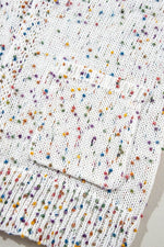 Load image into Gallery viewer, White Confetti Rib Knit Long Sleeve Cardigan - Fashion Queen - 20