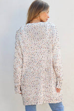 Load image into Gallery viewer, White Confetti Rib Knit Long Sleeve Cardigan - Fashion Queen - 7