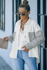 Load image into Gallery viewer, White Contrast Leopard Denim Jacket - Fashion Queen - 11