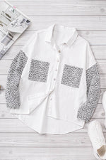 Load image into Gallery viewer, White Contrast Leopard Denim Jacket - Fashion Queen - 12