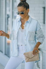 Load image into Gallery viewer, White Contrast Leopard Denim Jacket - Fashion Queen - 23