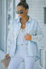 Load image into Gallery viewer, White Contrast Leopard Denim Jacket - Fashion Queen - 24