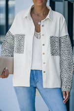 Load image into Gallery viewer, White Contrast Leopard Denim Jacket - Fashion Queen - 3