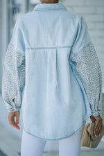 Load image into Gallery viewer, White Contrast Leopard Denim Jacket - Fashion Queen - 5