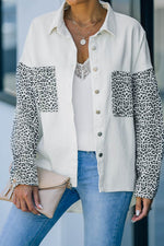 Load image into Gallery viewer, White Contrast Leopard Denim Jacket - Fashion Queen - 8