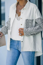 Load image into Gallery viewer, White Contrast Leopard Denim Jacket - Fashion Queen - 9
