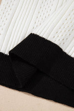 Load image into Gallery viewer, White Contrast Trim Eyelet Knit Colorblock V Neck Sweater Vest - Fashion Queen - 17