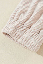 Load image into Gallery viewer, White Corduroy Drawstring Hooded Pocket Zip Up Jacket - Fashion Queen - 13