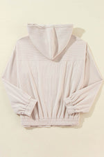Load image into Gallery viewer, White Corduroy Drawstring Hooded Pocket Zip Up Jacket - Fashion Queen - 9