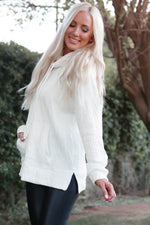 Load image into Gallery viewer, White Cowl Neck Textured Sweatshirt - Fashion Queen - 3