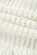 Load image into Gallery viewer, White Crochet Fishnet Fringed Edge V Neck Beach Cover Up - Fashion Queen - 17