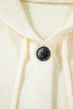 Load image into Gallery viewer, White Drawstring Hooded Button Up Drop Shoulder Sweater Cardigan - Fashion Queen - 17