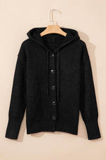 Load image into Gallery viewer, White Drawstring Hooded Button Up Drop Shoulder Sweater Cardigan - Fashion Queen - 20