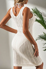 Load image into Gallery viewer, White Eyelet Crochet Sleeveless V Neck Beach Dress - Fashion Queen - 2
