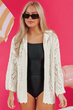 Load image into Gallery viewer, White Fashion Open Knit Hooded Beach Cover Up - Fashion Queen - 10
