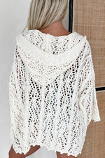 Load image into Gallery viewer, White Fashion Open Knit Hooded Beach Cover Up - Fashion Queen - 3