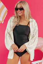 Load image into Gallery viewer, White Fashion Open Knit Hooded Beach Cover Up - Fashion Queen - 7