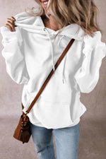 Load image into Gallery viewer, White Fleece Lined Kangaroo Pocket Drawstring Chunky Hoodie - Fashion Queen - 16