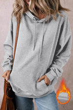 Load image into Gallery viewer, White Fleece Lined Kangaroo Pocket Drawstring Chunky Hoodie - Fashion Queen - 4