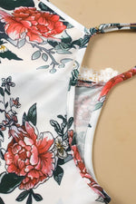 Load image into Gallery viewer, White Floral Print Lace V Neck Tank Top - Fashion Queen - 12