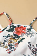 Load image into Gallery viewer, White Floral Print Lace V Neck Tank Top - Fashion Queen - 13