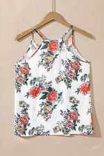 Load image into Gallery viewer, White Floral Print Lace V Neck Tank Top - Fashion Queen - 8