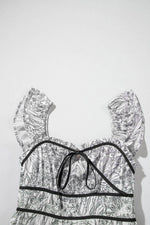 Load image into Gallery viewer, White Floral Print Pipping Trim Flutter Sleeve Mini Dress - Fashion Queen - 16