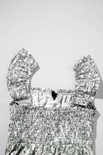 Load image into Gallery viewer, White Floral Print Pipping Trim Flutter Sleeve Mini Dress - Fashion Queen - 17