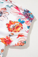 Load image into Gallery viewer, White Floral Square Neck Puff Sleeve Flowy Plus Size Midi Dress - Fashion Queen - 8