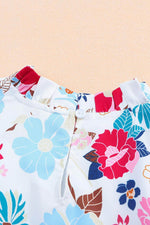 Load image into Gallery viewer, White Frill Mock Neck Sleeveless Tiered Floral Dress - Fashion Queen - 21