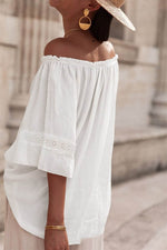 Load image into Gallery viewer, White Frilly Off Shoulder Lace Insert Sleeve Textured Blouse - Fashion Queen - 4