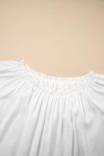 Load image into Gallery viewer, White Frilly Off Shoulder Lace Insert Sleeve Textured Blouse - Fashion Queen - 8
