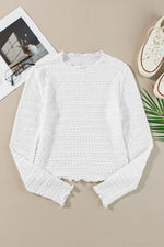 Load image into Gallery viewer, White Knit Jacquard Slim Fit Top - Fashion Queen - 10