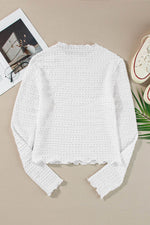 Load image into Gallery viewer, White Knit Jacquard Slim Fit Top - Fashion Queen - 11