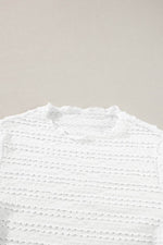 Load image into Gallery viewer, White Knit Jacquard Slim Fit Top - Fashion Queen - 12