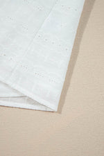 Load image into Gallery viewer, White Lace Neckline Flutter Sleeve Eyelets Blouse - Fashion Queen - 14