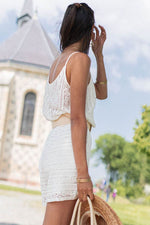 Load image into Gallery viewer, White Lace Spaghetti Strap V Neck Loose Fit Romper - Fashion Queen - 15