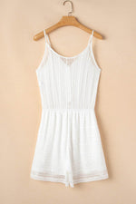 Load image into Gallery viewer, White Lace Spaghetti Strap V Neck Loose Fit Romper - Fashion Queen - 17