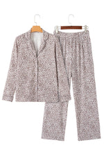 Load image into Gallery viewer, White Leopard Print Long Sleeve and Pants Pajamas Set - Fashion Queen - 5