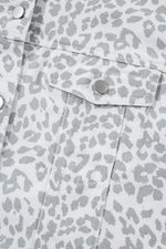 Load image into Gallery viewer, White Leopard Printed Flap Pocket Denim Jacket - Fashion Queen - 11
