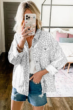 Load image into Gallery viewer, White Leopard Printed Flap Pocket Denim Jacket - Fashion Queen - 3