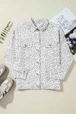 Load image into Gallery viewer, White Leopard Printed Flap Pocket Denim Jacket - Fashion Queen - 4