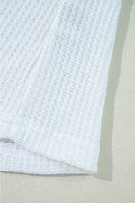 Load image into Gallery viewer, White Leopard Waffle Knit Patchwork Button V Neck Top - Fashion Queen - 8