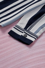 Load image into Gallery viewer, White Navy Striped Modern Women Shirt - Fashion Queen - 18