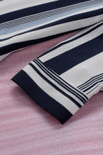 Load image into Gallery viewer, White Navy Striped Modern Women Shirt - Fashion Queen - 19