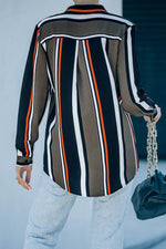 Load image into Gallery viewer, White Navy Striped Modern Women Shirt - Fashion Queen - 5