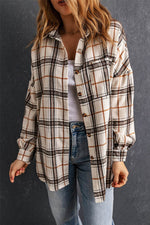 Load image into Gallery viewer, White Oversized Plaid Pattern Shacket with Slits - Fashion Queen - 3