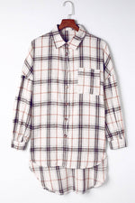 Load image into Gallery viewer, White Oversized Plaid Pattern Shacket with Slits - Fashion Queen - 9