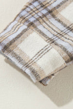 Load image into Gallery viewer, White Plaid Print Tunic Plus Size Shacket with Slits - Fashion Queen - 17